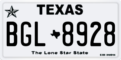 TX license plate BGL8928