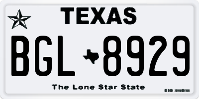 TX license plate BGL8929