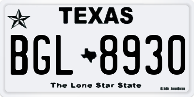 TX license plate BGL8930