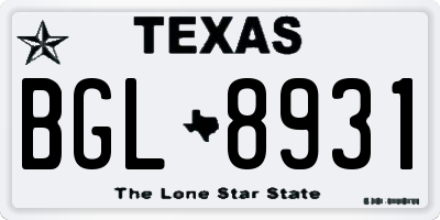 TX license plate BGL8931
