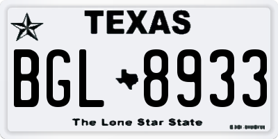TX license plate BGL8933
