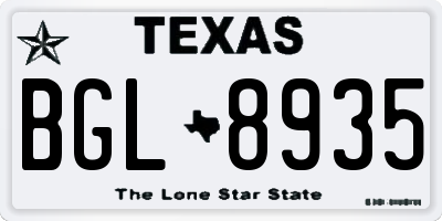 TX license plate BGL8935