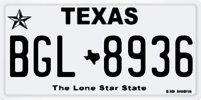TX license plate BGL8936