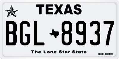 TX license plate BGL8937