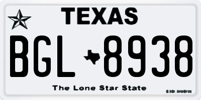 TX license plate BGL8938