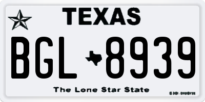 TX license plate BGL8939