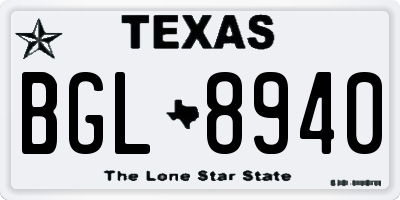 TX license plate BGL8940