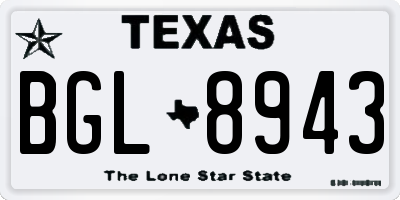 TX license plate BGL8943