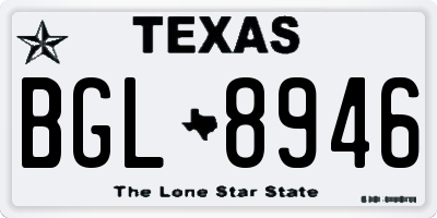 TX license plate BGL8946