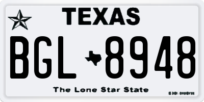 TX license plate BGL8948