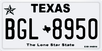TX license plate BGL8950
