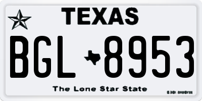TX license plate BGL8953