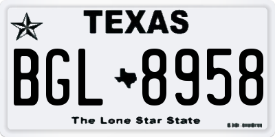 TX license plate BGL8958