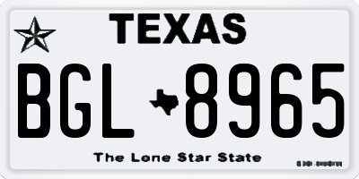 TX license plate BGL8965