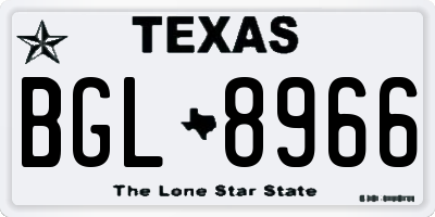TX license plate BGL8966