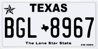 TX license plate BGL8967