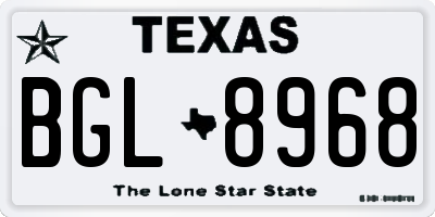 TX license plate BGL8968
