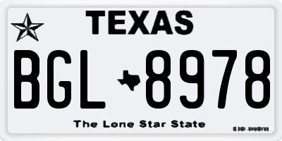 TX license plate BGL8978