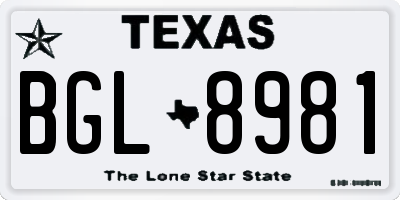 TX license plate BGL8981