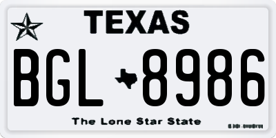 TX license plate BGL8986