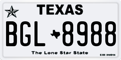 TX license plate BGL8988