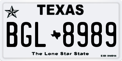 TX license plate BGL8989