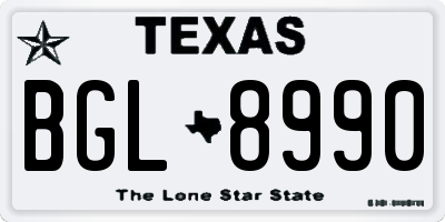 TX license plate BGL8990
