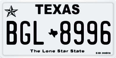 TX license plate BGL8996