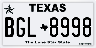 TX license plate BGL8998
