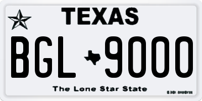 TX license plate BGL9000