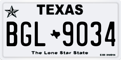 TX license plate BGL9034