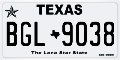 TX license plate BGL9038