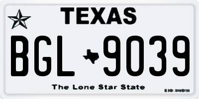 TX license plate BGL9039