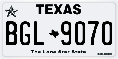 TX license plate BGL9070