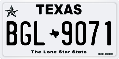 TX license plate BGL9071