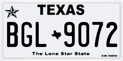 TX license plate BGL9072