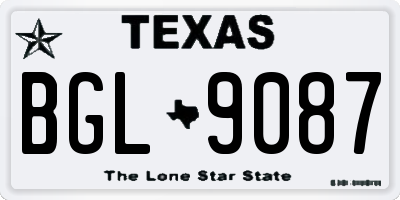 TX license plate BGL9087