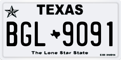 TX license plate BGL9091