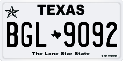 TX license plate BGL9092