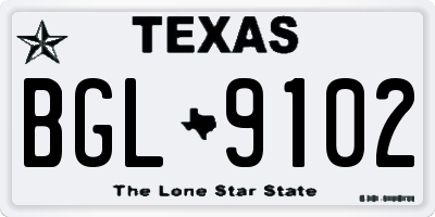 TX license plate BGL9102