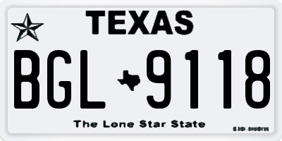 TX license plate BGL9118