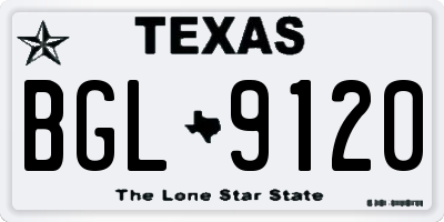 TX license plate BGL9120