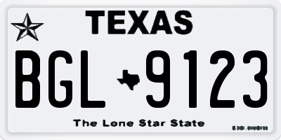 TX license plate BGL9123