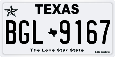 TX license plate BGL9167