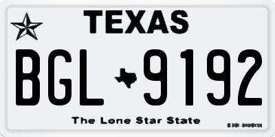 TX license plate BGL9192