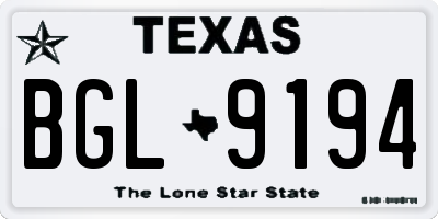 TX license plate BGL9194