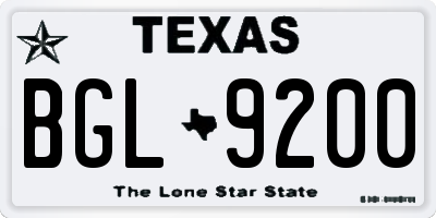TX license plate BGL9200