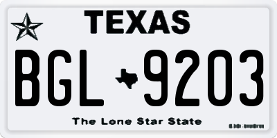 TX license plate BGL9203