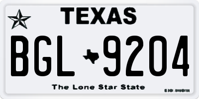 TX license plate BGL9204