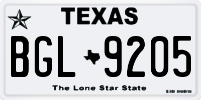 TX license plate BGL9205
